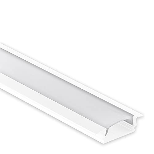 Isolicht Einbauprofil für LED Streifen | 10 Meter inkl. Abdeckung |zum Schutz für LED Strips | für Bastler, Elektriker und Handwerker (Weiß - inkl. milchiger Abdeckung, 10 Meter (5x2 Meter)) von Isolicht