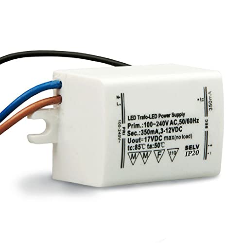 Isolicht LED Trafo 350mA, 1-4Watt, 3-12Volt DC (Gleichstrom), Driver, Treiber, Netzteil, für den Innenbereich, für den Einsatz mit LEDs geeignet, Konstantstrom von Isolicht