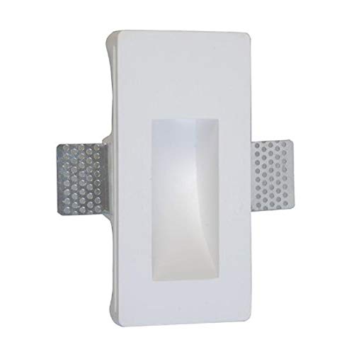 Isolicht LED Wand-Einbauleuchte aus Gips, Treppenbeleuchtung, Wandeinbaulicht, Einbau, quadratisch/rund oder länglich, GU10 oder GU4/MR11 Fassung (Gips/weiß, länglich, MR11/ GU4, kleine Bauform) von Isolicht