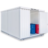 SAFE Tank Gefahrstoffcontainer Kombination 2000 WGK 1-3, isoliert, vormontiert, kunststoffbeschichtet RAL 9002, Maße außen 3050x4340x2560 mm, Einzelflügeltür, mittig im Modul, Lagerfläche 12 m² von SAFE Tank