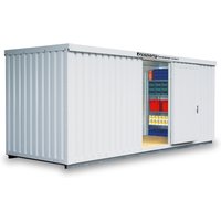 FLADAFI® Materialcontainer 12m², isoliert, mit isoliertem Boden, Maße außen 6080x2170x2465 mm, Einzelflügeltür, mittig in Breitseite von FLADAFI®