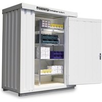 FLADAFI® Materialcontainer, isoliert, 2 m², mit isoliertem Boden, HxBxT 2.500 x 2 100 x 1.140 mm, Einzelflügeltür, mittig in Breitseite von FLADAFI®