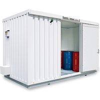SAFE Tank Gefahrstoffcontainer 1000 KTC ECO isoliert, energieeffizient durch bedarfsgerechte Lüftersteuerung, Maße außen 3350x2170x2560 mm, Doppelflügeltür, mittig in Breitseite, Lagerfläche 6 m² von SAFE Tank