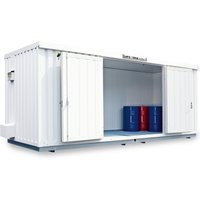 SAFE Tank Gefahrstoffcontainer 1700 ECO, isoliert, energieeffizient durch bedarfsgerechte Lüftersteuerung, Maße außen 5380x2170x2520 mm, Doppelflügeltür (asymmetrische Teilung), mittig in der langen Seite, Zusatztür, Lagerfläche 9 m² von SAFE Tank