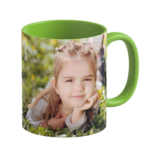 LOOXIS Personalisierte Tasse mit Foto & Text bedruckt, selbst gestalten – 325 ml, Keramik, versch. Farben, Panoramadruck möglich – Geschenkidee Männer, Frauen, Jahrestag, Muttertag – Grün von LOOXIS