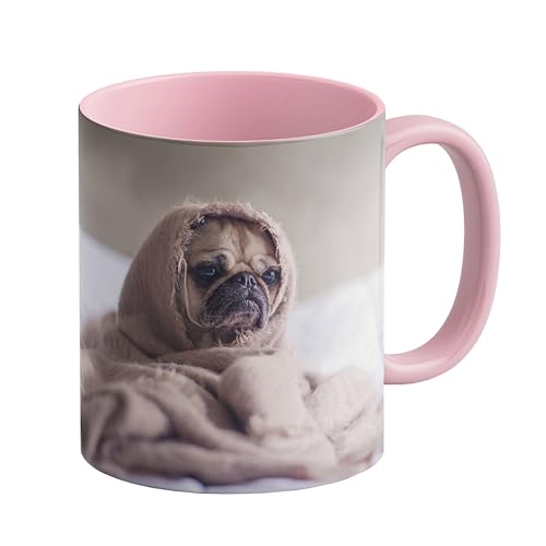 LOOXIS Personalisierte Tasse mit Foto & Text bedruckt, selbst gestalten – 325 ml, Keramik, versch. Farben, Panoramadruck möglich – Geschenkidee Männer, Frauen, Jahrestag, Muttertag – Rosa von LOOXIS