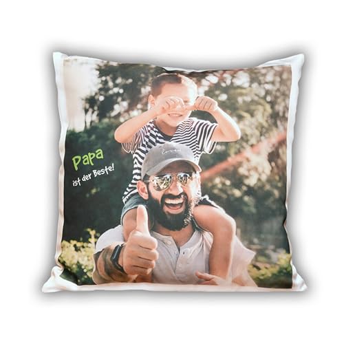 LOOXIS Personalisiertes Kissen mit Foto & Text Bedruckt, selbst gestalten – 40x40 cm, Weiß - Geschenkidee Männer, Frauen, Jahrestag, Geburtstag – Leinen Oberfläche von LOOXIS