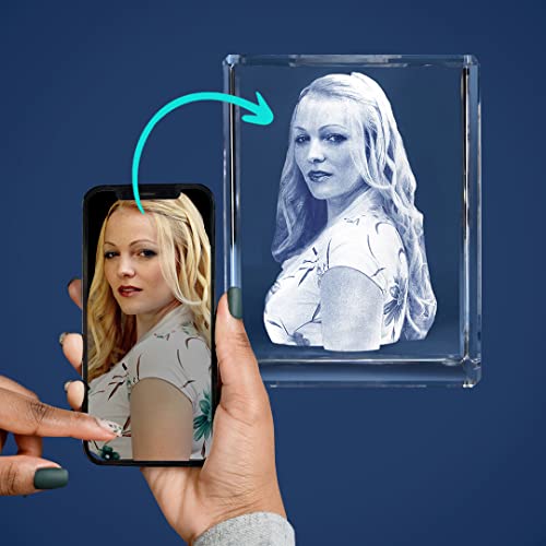 LOOXIS Personalisiertes 3D Laser-Foto vom eigenen Bild in Glas gelasert – Geschenk-Idee zu Weihnachten, Geburtstag, Hochzeitstag, Frauen und Männer – Quader, XL Hochformat von LOOXIS