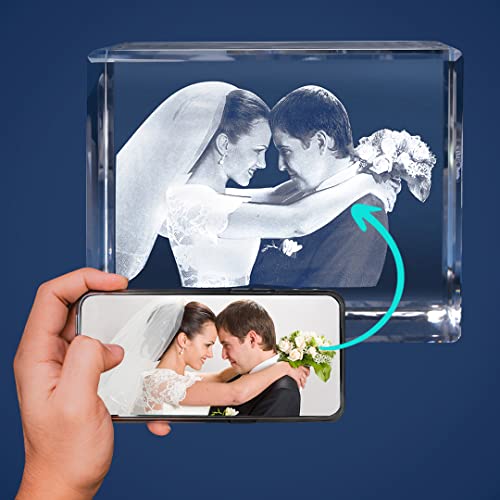 LOOXIS Personalisiertes 3D Laser-Foto vom eigenen Bild in Glas gelasert – Geschenk-Idee zu Weihnachten, Geburtstag, Hochzeitstag, Frauen und Männer – Quader, XL Querformat von LOOXIS