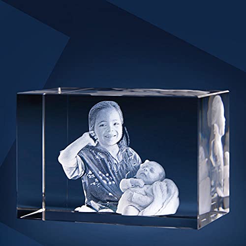 LOOXIS Personalisiertes 3D Laser-Foto vom eigenen Bild in Glas gelasert – Geschenk-Idee zu Weihnachten, Geburtstag, Hochzeitstag, Frauen und Männer – Quader, M Querformat von LOOXIS