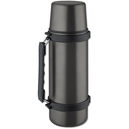 Isosteel VA-9553QAT Isolierflasche 1,0 L 18/8 Edelstahl Quickstop-Einhandausgießsystem Trinkbecher und Griff Titan-grau von Isosteel