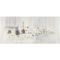 Einzigartiges Modernes Ölgemälde Der Jerusalemer Landschaft in Weißen Und Grauen Farben von IsraeliJudaica