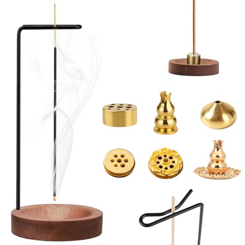 8-in-1 Räucherstäbchenhalter, Modernes Design mit Kegel Spule, Räucherstäbchen Halter Holz Basis mit 9 Loch Räuchergefäß, Incense Holder für Deko Yoga Meditation Home Office 8-in-1 Räucherstäbchenhalter, Modernes Design mit Kegel Spule, Räucherstäbchen Halter Holz Basis mit 9 Loch Räuchergefäß, Incense Holder für Deko Yoga Meditation Home Office von Issimober
