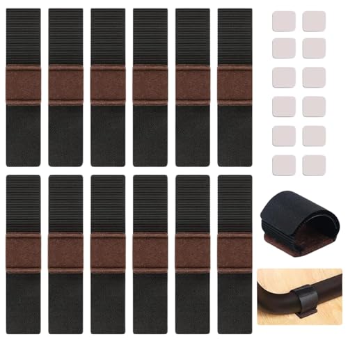 Issimober 12 Stück Möbel Filzgleiter mit Klettverschluss, Selbstklebende Möbel Filz Pads, Umlaufend Stuhlbeinschoner, Bodenschutz, Möbelgleiter, Verhindert Kratzer,Reduziert Geräusche von Issimober