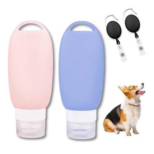 Issimober 2 Stück Futtertube zum Befüllen Hund, 90ml Nassfutter Silikon Reiseflaschen mit Teleskopschnalle, Befüllbare Tuben für Hunde, Wiederverwendbar Futtertube Hund für Haustier Draussen von Issimober