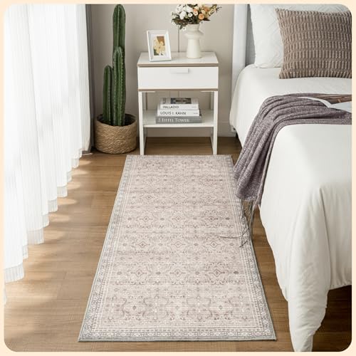 Istana Flurläufer Teppich 5 x 20 cm – Beige Grau / Hellcreme Eingangsbereich Teppich Seideweiche Läufer für Flur – Stilvoller Küchenläufer rutschfest von Istana