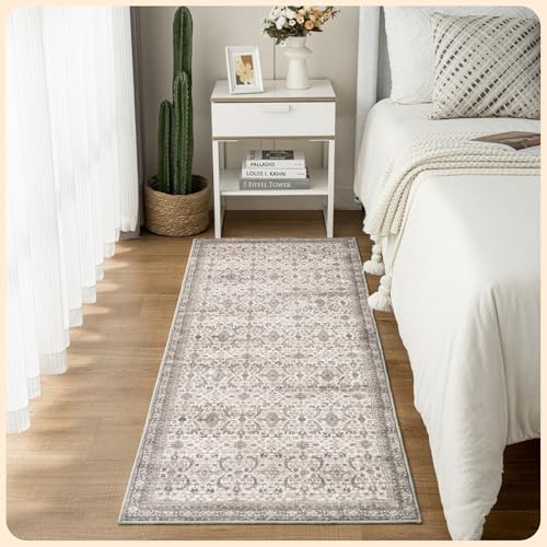 Istana Flurläufer Teppich 5 x 20 cm - Hellrosa Beige Eingangs-Teppich - Seide-Läufer für Flur - Stilvoller Küchenläufer rutschfest von Istana