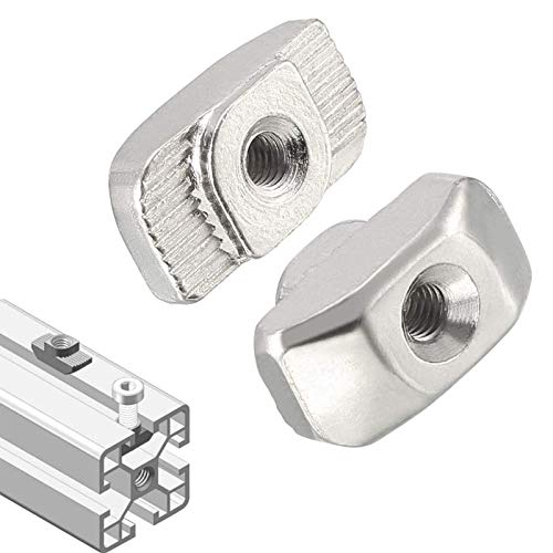 100 Stück 3030 Serie M6 T-Muttern, T-Nut-Mutter, Hammerkopf-Befestigungsmutter, vernickelte Karbonstahlmutter für Aluminium-Profile (3030 Serie M6) von It Works Great