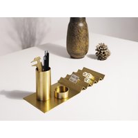 Schreibtischablage "Faltung" Aus Messing/Schreibtischset Stiftehalter von ItaRes