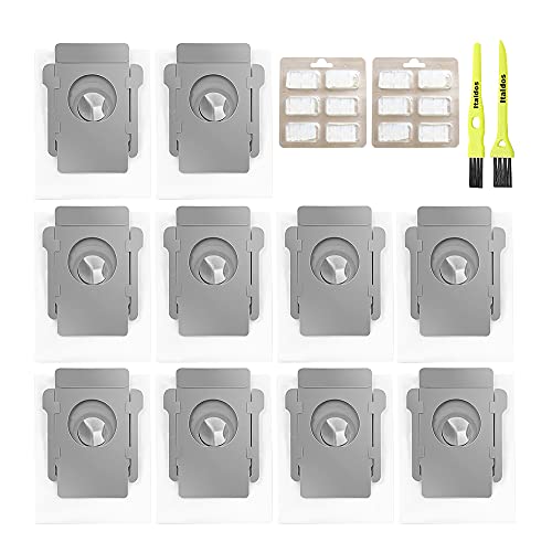 Italdos Kit Staubsaugerbeutel kompatibel für iRobot Roomba i7 i7+ i7 Plus S9 Plus E5 E6 E7 - 10 Beutel + 12 Parfums Kompatibel mit Clean Base automatische Absaugstaion von Italdos