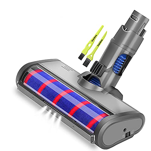 Italdos Turbinendüse Elektrische Bürste kompatibel für Dyson V6 DC58 DC59 DC61 DC62 Parkettbürste mit Weiche Rollen geeignet für Harte Böden automatischem LED-Licht Einfache Reinigung Quick Release von Italdos