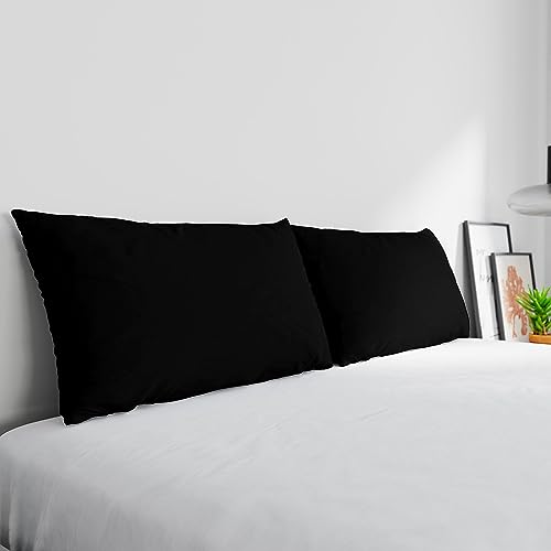 1 Paar Kissenbezüge Elegant, Made in Italy, Schwarz, 52 x 82 cm von Italian Bed Linen