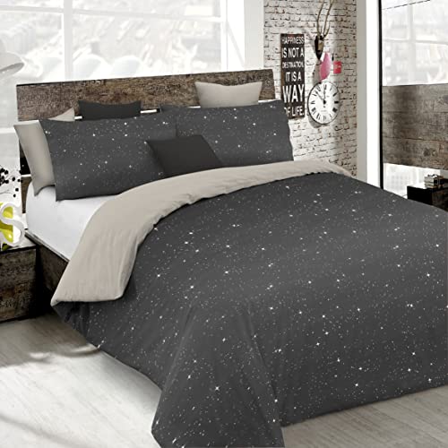 Italian Bed Linen, "Fashion Bettbezug Set, Kleines Doppelbett, Stars Grigio von Italian Bed Linen