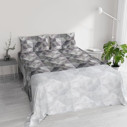 Bettwäscheset River für Doppelbett aus Baumwolle und recycelten Fasern, Design: Sepik Grey, gefertigt in Italien Bettwäscheset River für Doppelbett aus Baumwolle und recycelten Fasern, Design: Sepik Grey, gefertigt in Italien von Italian Bed Linen