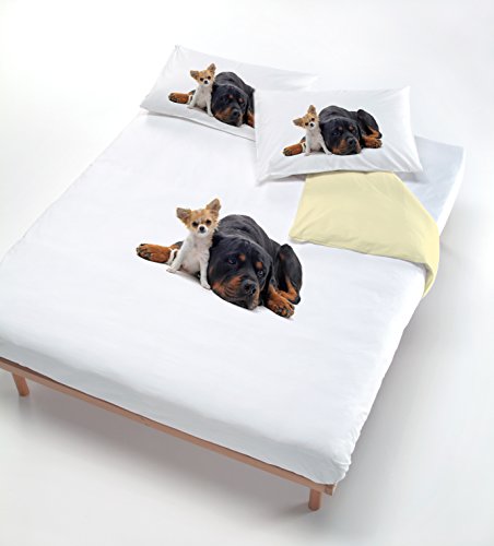 Digital cp-dig-2p Bettbezug, 100% Baumwolle, Doppelbett 505 Hunde (250 x 200 cm + 2/52 x 82 cm) braun von Italian Bed Linen