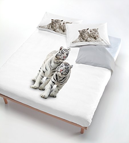 Digital cp-dig-2p Bettbezug, 100% Baumwolle, Doppelbett 512 TIGER 250 X 200 cm grau von Italian Bed Linen