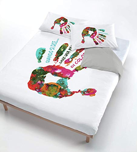 Digital cp-dig-2p Bettbezug, 100% Baumwolle, Doppelbett 744 Hand Malerei 250 X 200 cm fuchsia von Italian Bed Linen