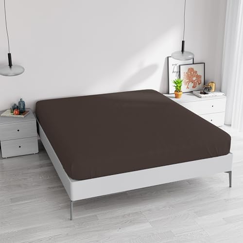 Spannbettlaken Elegant, 35 cm, Braun, Doppelbett von Italian Bed Linen
