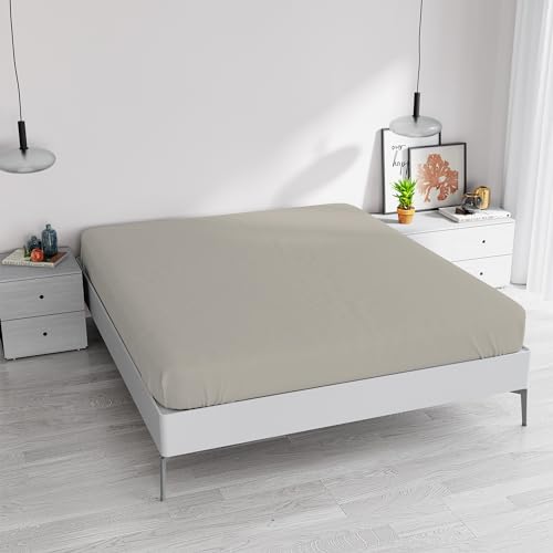 Elegant Spannbettlaken, 35 cm, Hellgrau, Doppelbett von Italian Bed Linen