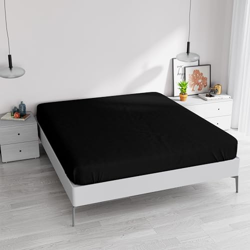 Spannbettlaken Elegant, 35 cm, Schwarz, Doppelbett von Italian Bed Linen