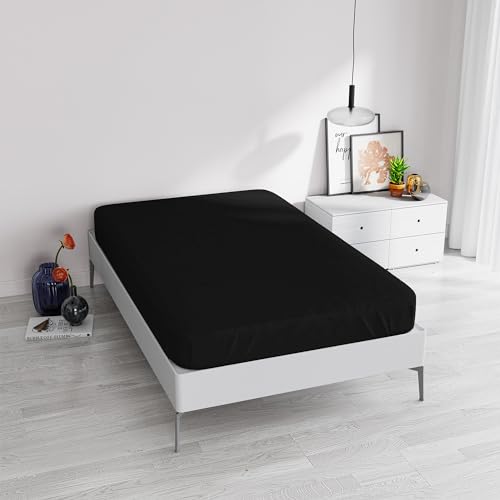 Spannbettlaken Elegant, 35 cm, Schwarz, französisches Bett von Italian Bed Linen