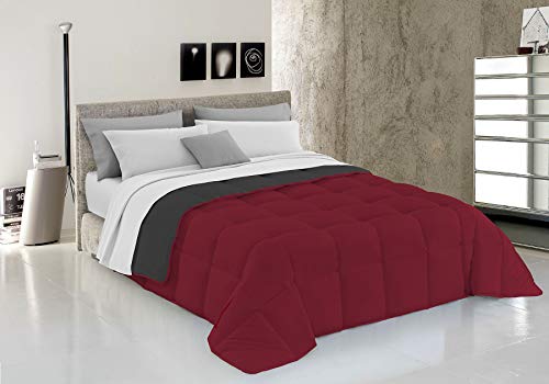 Italian Bed Linen Wintersteppdecke Elegant, Mikrofaser, Bordeaux/Dunkelgrau, 170x260cm von MB HOME ITALY