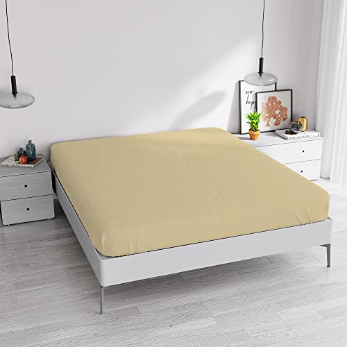 Elegantes Spannbetttuch, 35 cm, cremefarben, für Doppelbett von Italian Bed Linen