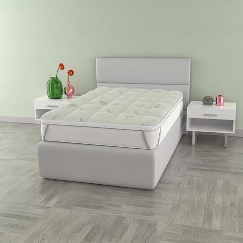 Italian Bed Linen Gesteppt Topper “Wellness”, matratzenschoner, Polyester, Weiss, 120x195 cm von Italian Bed Linen