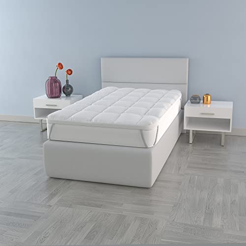 Gesteppt Topper “Plus”, matratzenschoner, Weiß, 80x195 cm von Italian Bed Linen