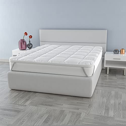 Gesteppt Topper “Plus” matratzenschoner, Weiß, 160x195 cm von Italian Bed Linen