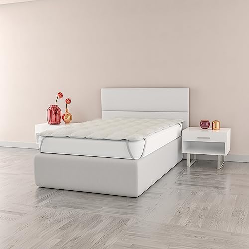 Gesteppt Topper “Sherpa”, matratzenschoner, Weiß, 120 x 195 cm von Italian Bed Linen