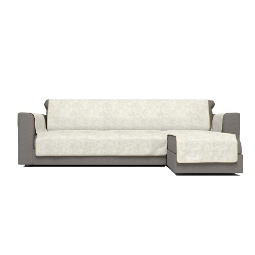 Italian Bed Linen Glamour Rutschfester Sofabezug mit rechter Halbinsel, Creme, 290 cm von Italian Bed Linen