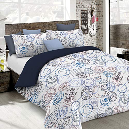 Italian Bed Linen, Fashion Bettbezug Set, Mikrofaser, Travel Life, Kleines Doppelbett von Italian Bed Linen