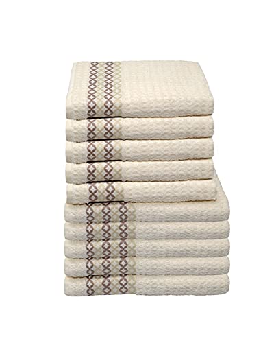Italian Bed Linen 10 Stück Schwamm Kate, Baumwolle Leinen, Raute Taupe/Creme, 50x100cm von Italian Bed Linen