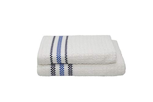 Italian Bed Linen 10 Stück Schwamm Kate, Baumwolle, Zigzag Dunkelblau/Royal, 50x100cm von Italian Bed Linen