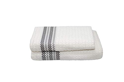 Italian Bed Linen 10 Stück Schwamm Kate, Baumwolle, Zigzag hellgrau/weiß, 50x100cm von Italian Bed Linen