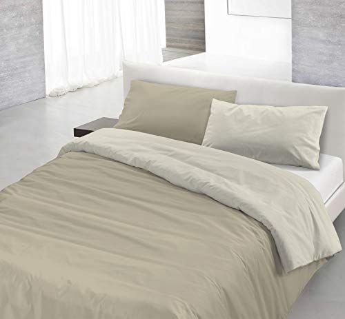 Italian Bed Linen Natural Color Doubleface Bettbezug, 100% Baumwolle, Schwarz/hell Grau, kleine Doppelte von Italian Bed Linen