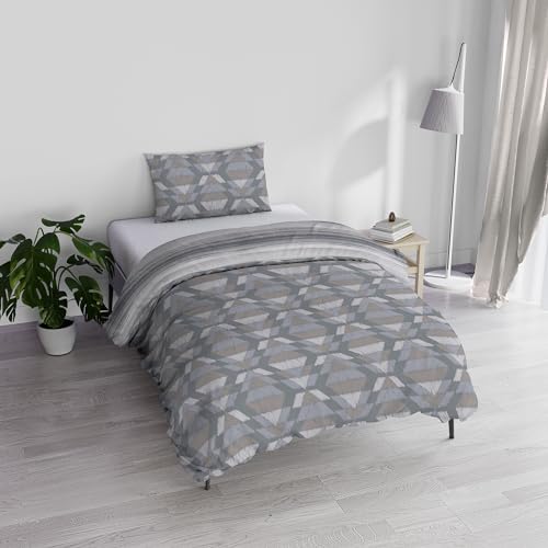 Italian Bed Linen Athena Bettbezug-Set, 100% Baumwolle, Beek Grau, Einzelbett von Italian Bed Linen