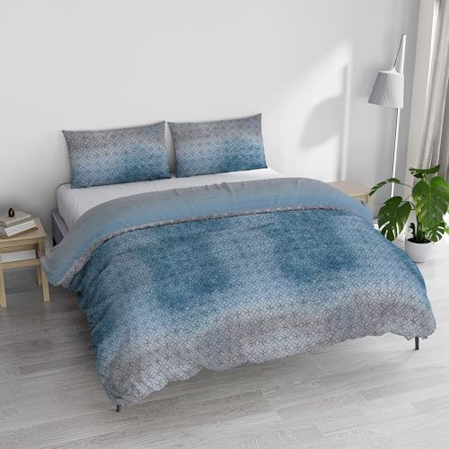 Italian Bed Linen Athena Bettbezug-Set, 100% Baumwolle, Dakar, Blau, Doppelbett von Italian Bed Linen