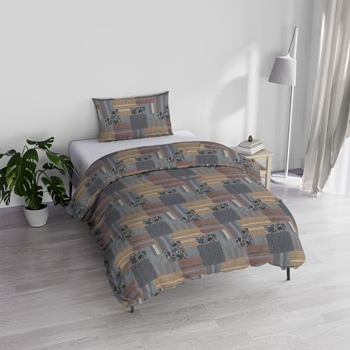 Italian Bed Linen Athena Bettwäsche-Set, 100% Baumwolle, Adana Grau, Einzelbett von Italian Bed Linen